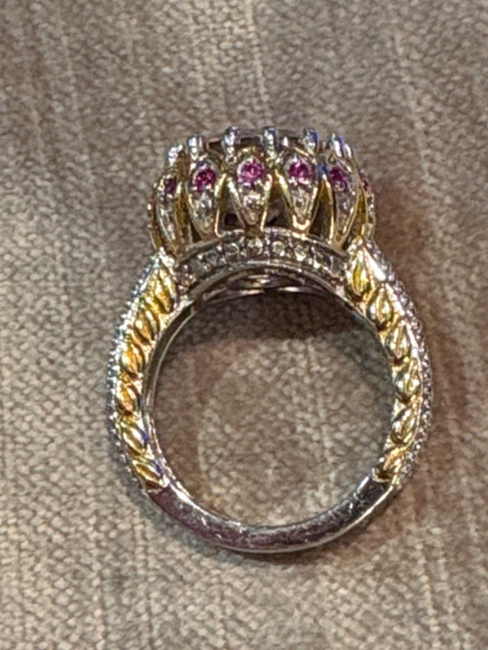 Amazing Pink-Purple Halo Cocktail Ring with Red Spinel Accent Stones 925 size 5 - Picture 8 of 9